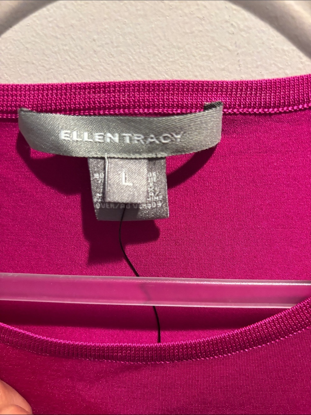 Ellen Tracy Short-Sleeve Crewneck Top in Fuchsia Pink size L - Picture 2 of 7
